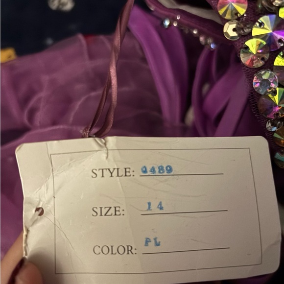 Allure Bridals Purple Sequin Tulle Ball Gown with Puffy Sleeves - Picture 14 of 17